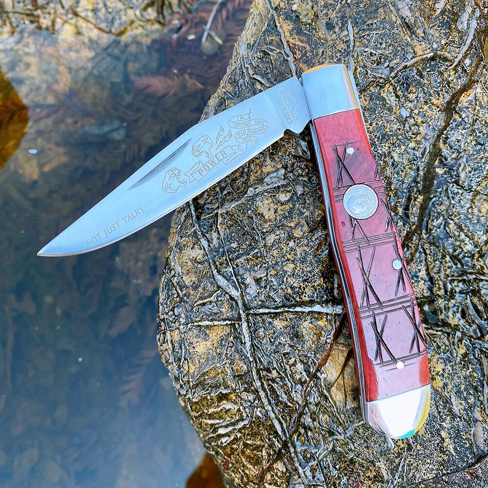 Bone Folder Tool - Watchman Trapper Cuchillos Bolsillo Doble Cuchillas